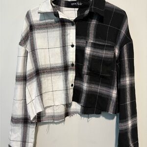 SHEIN Black and White Checkered Cropped Blazer